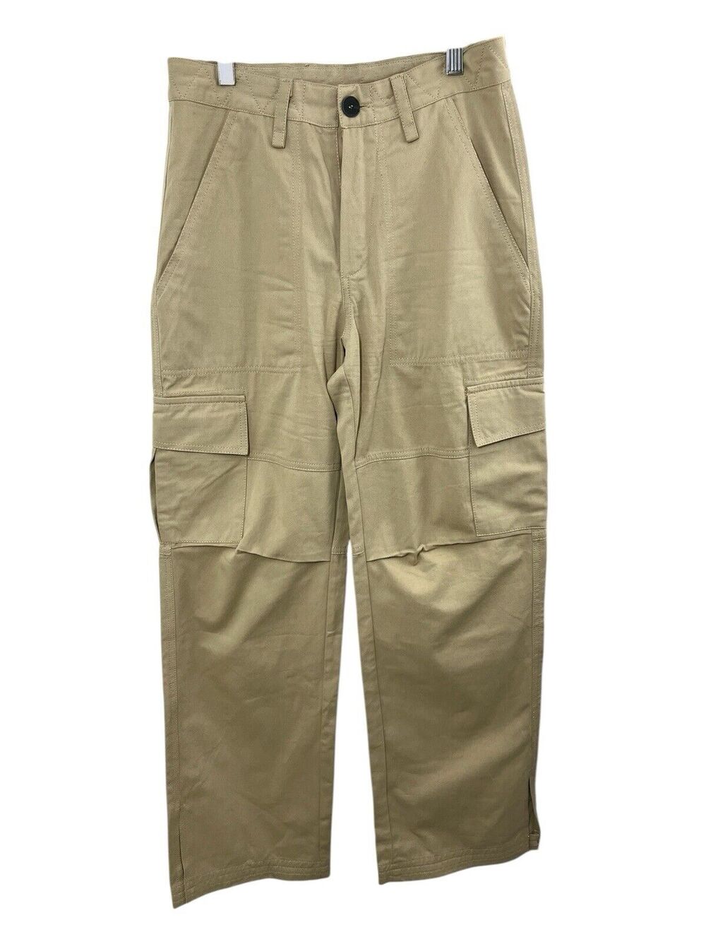 Khaki Pants Tan Cargo Juniper Blu Stretch Pockets Wide Leg Small Utility Cotton